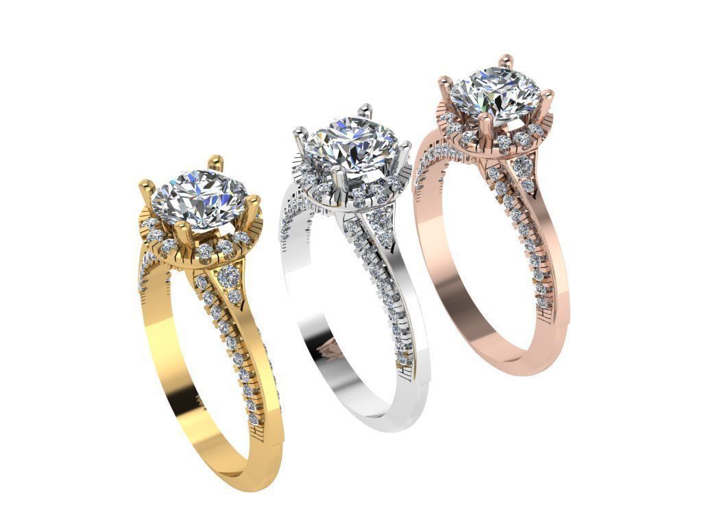 Ring010 oval diamond engagement ring gold 3D print model_4