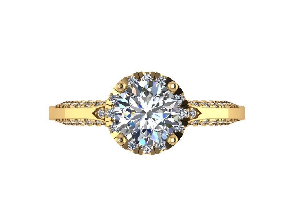 Ring010 oval diamond engagement ring gold 3D print model_1