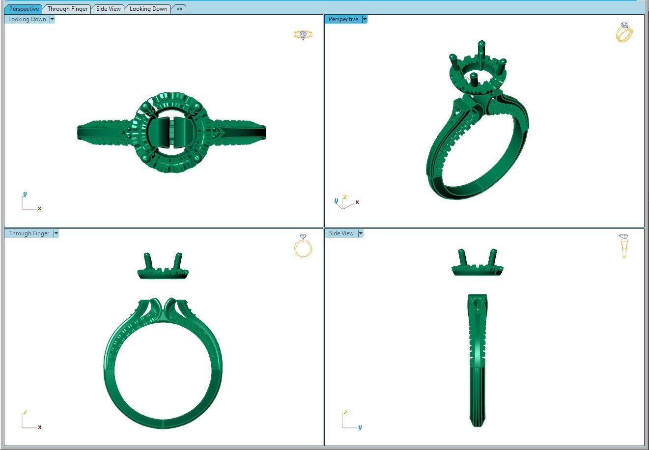 Ring010 oval diamond engagement ring gold 3D print model_8