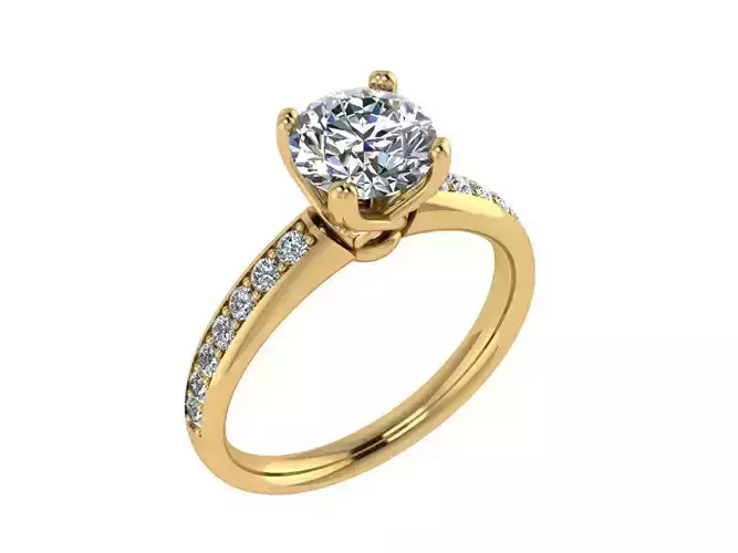 Ring011 diamond engagement ring gold 3D print model