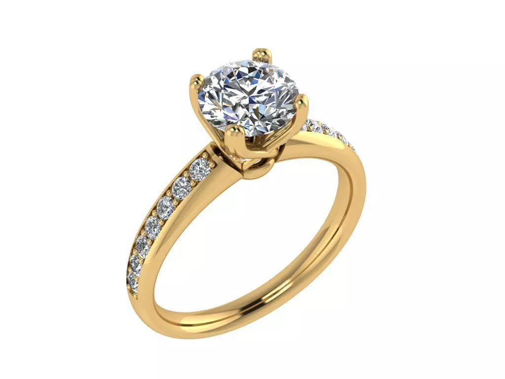 Ring011 diamond engagement ring gold 3D print model_0
