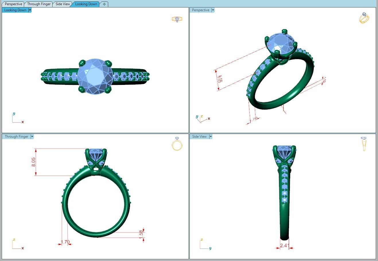 Ring011 diamond engagement ring gold 3D print model_5