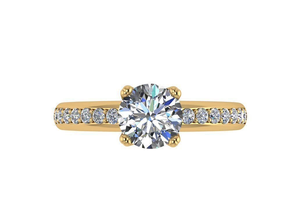 Ring011 diamond engagement ring gold 3D print model_1