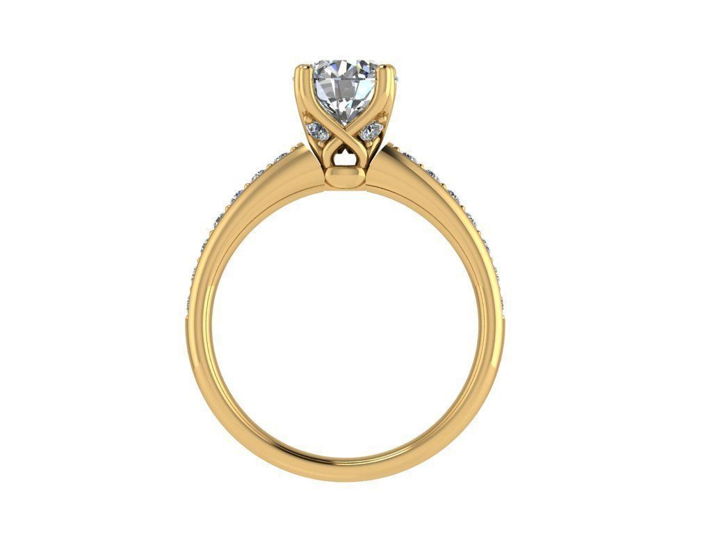 Ring011 diamond engagement ring gold 3D print model_2