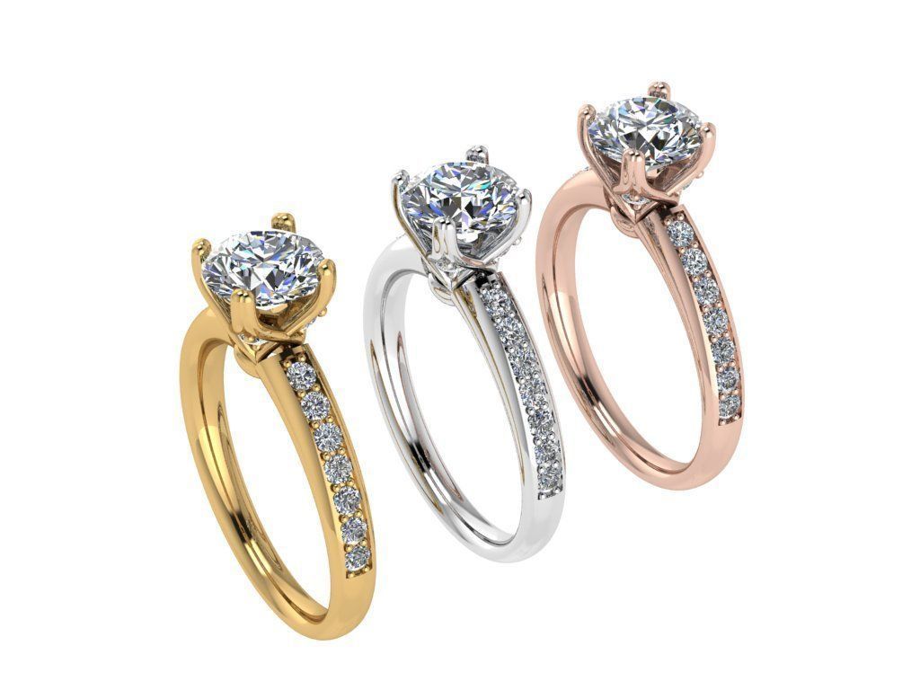 Ring011 diamond engagement ring gold 3D print model_4