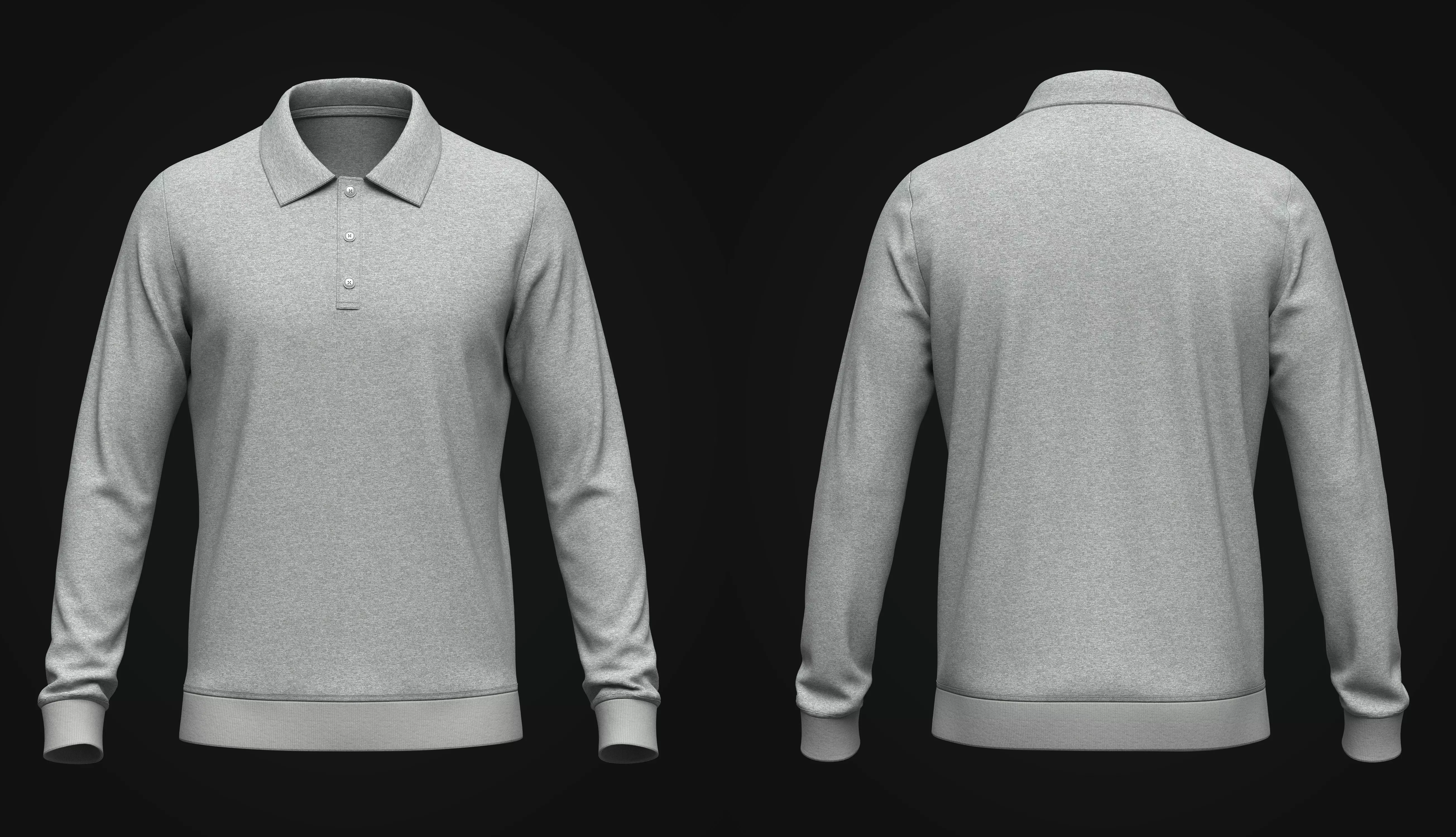 Ribbed Full Sleeve Polo 3D model