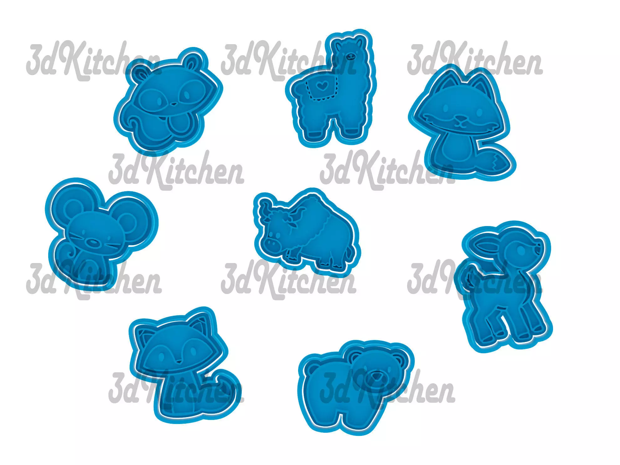 Animales bosque cortadores de galletas archivos STL 3D print model