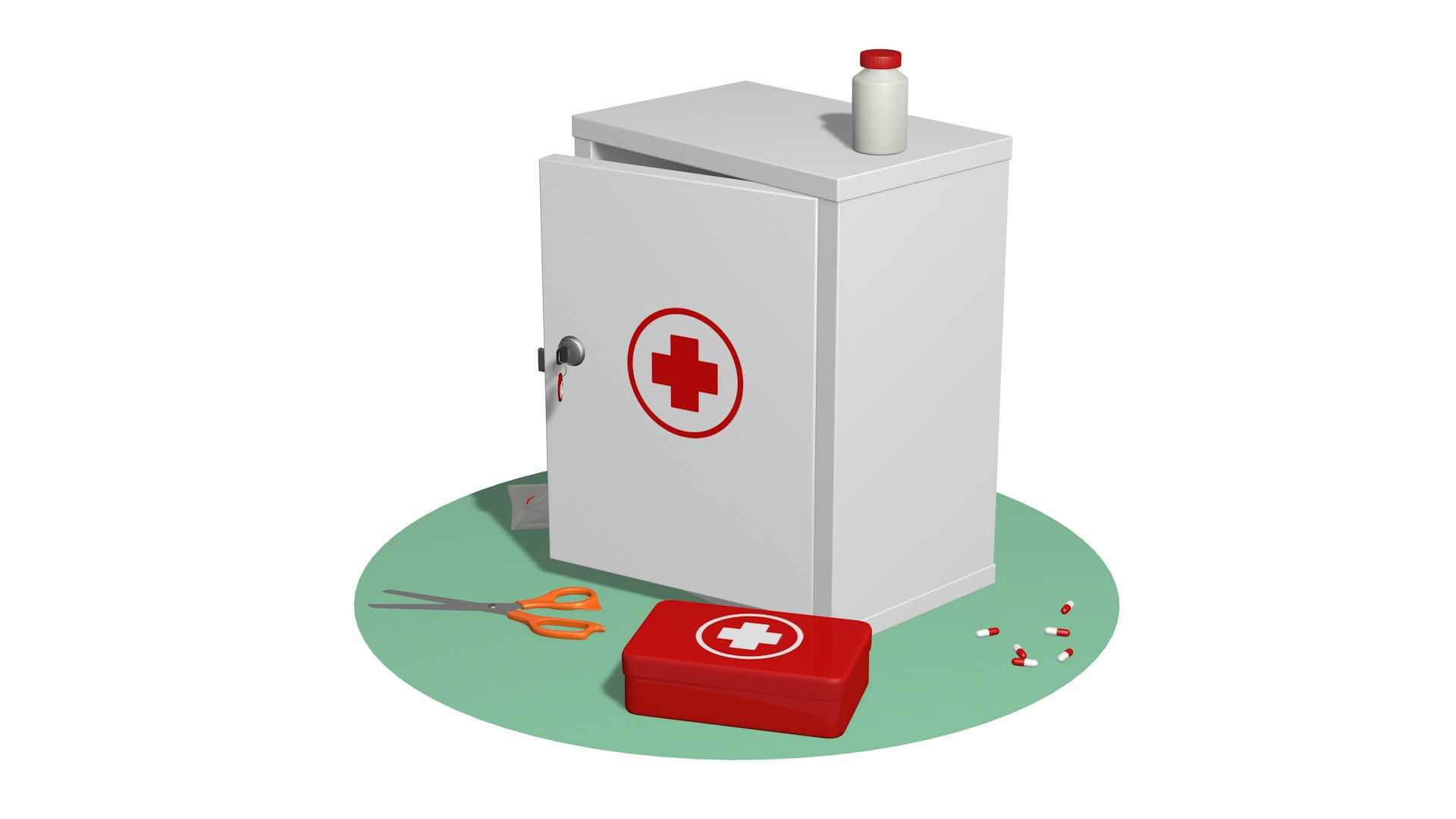 Medical set first aid kit 3D model_1