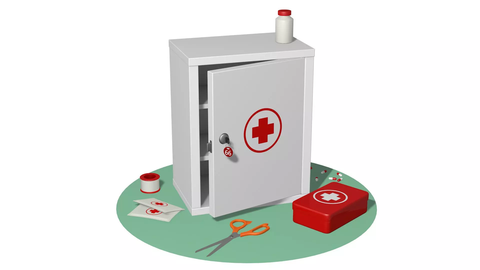 Medical set first aid kit 3D model_0