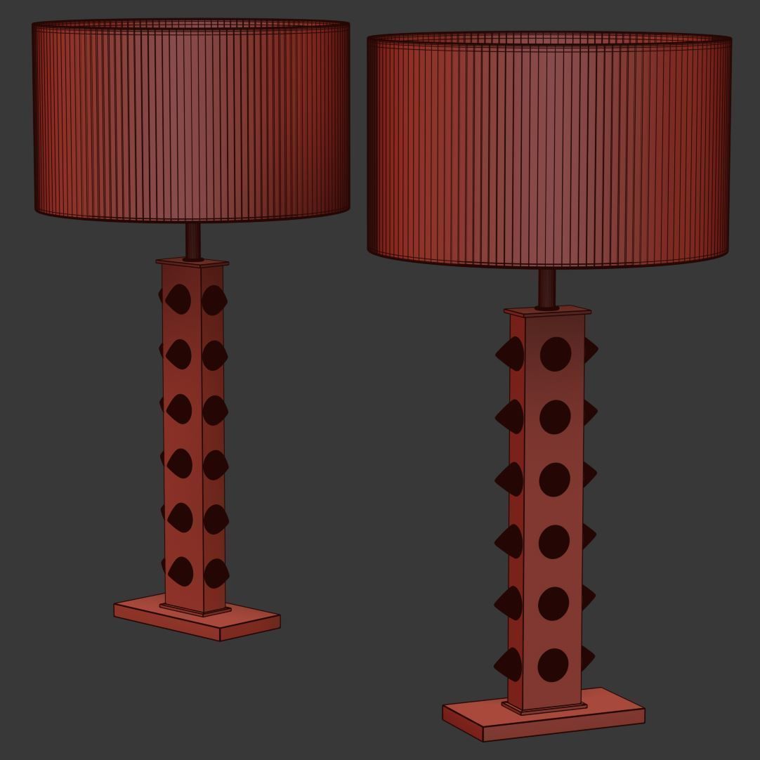 Pair of table Lamp by LA Studio  3D model_2