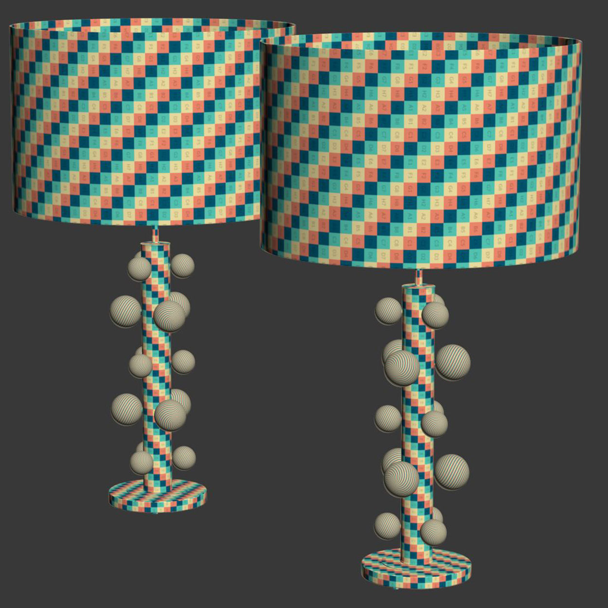 Pair of table Lamp by LA Studio  3D model_5