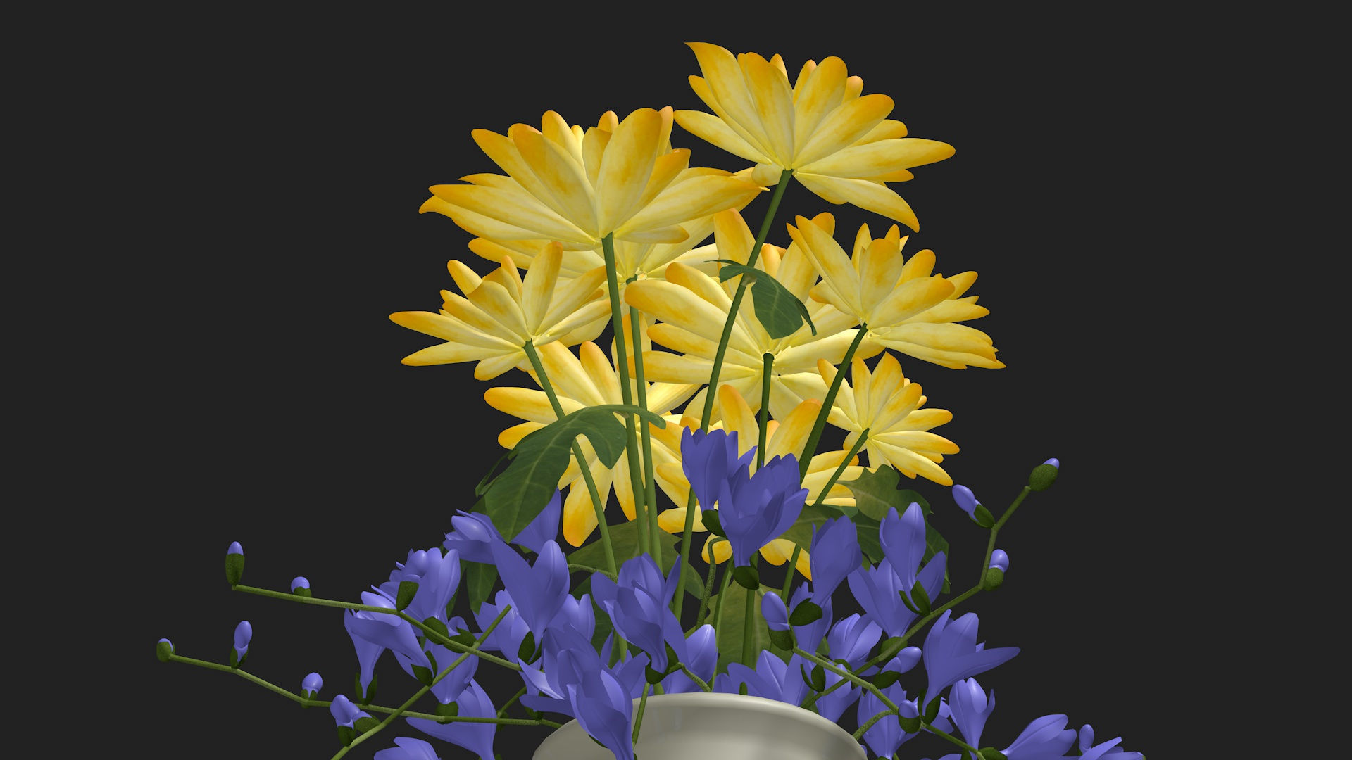 Flowers in a vase 3D model_5