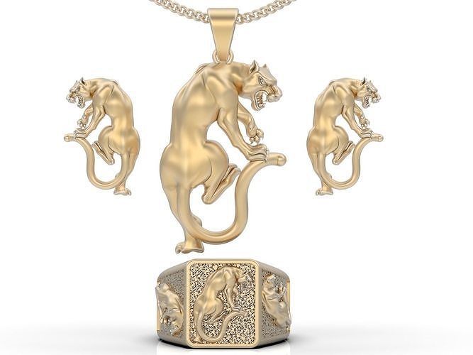 Lion   earrings  ring pendant printable silverjewelry 3D model 3D print model