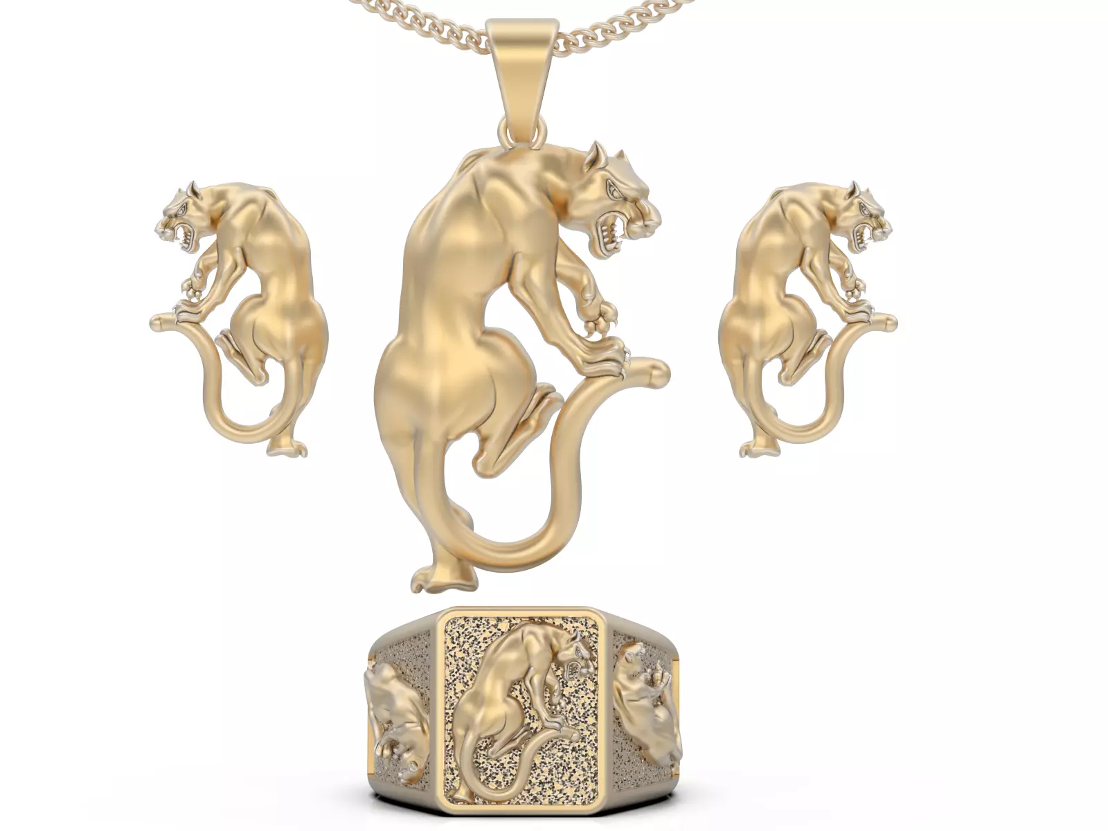 Lion earrings ring pendant printable silverjewelry 3D model 3D print model