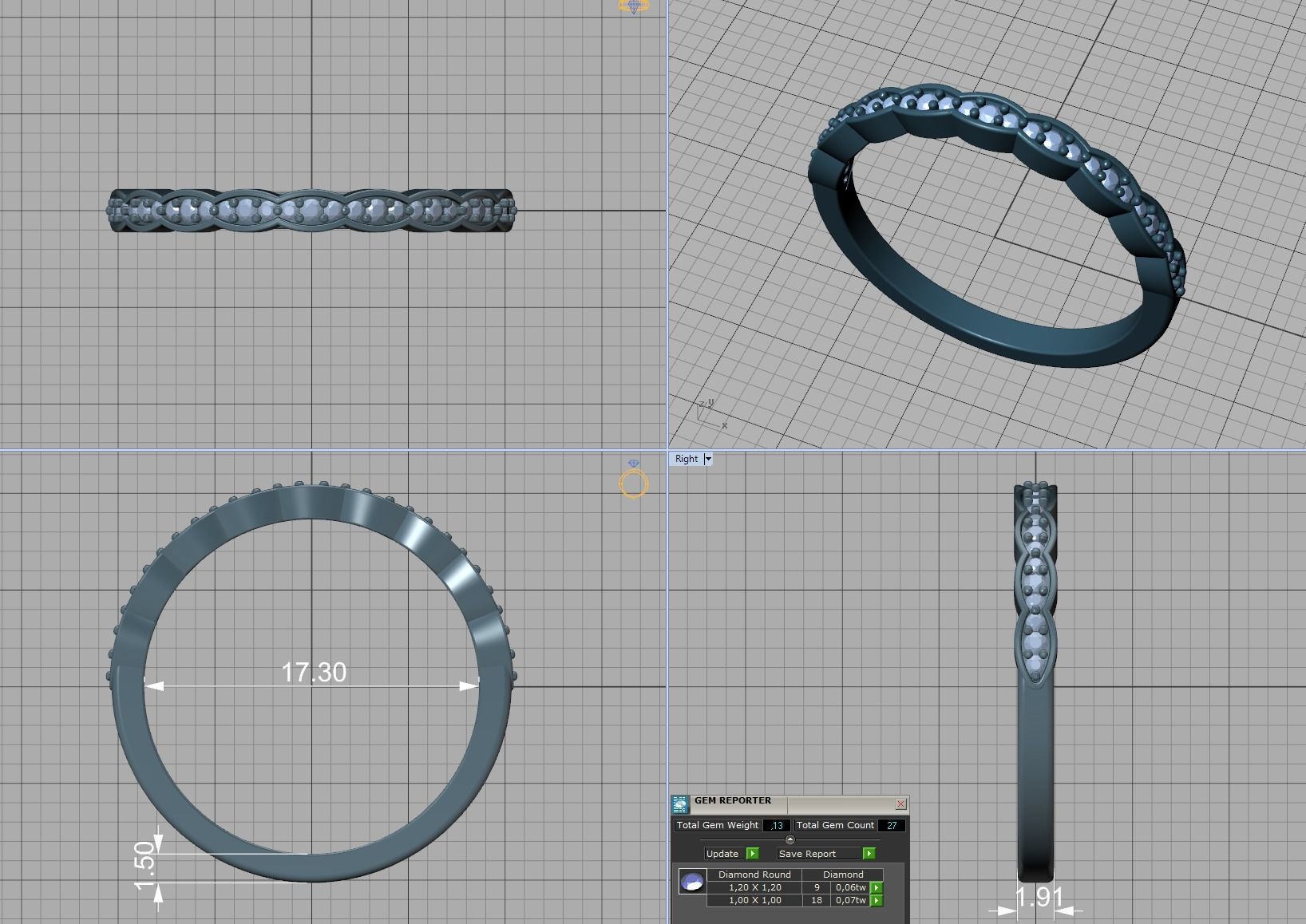 Vintage Wedding Band Eternity Diamond Ring 3dmodel 3D print model_14