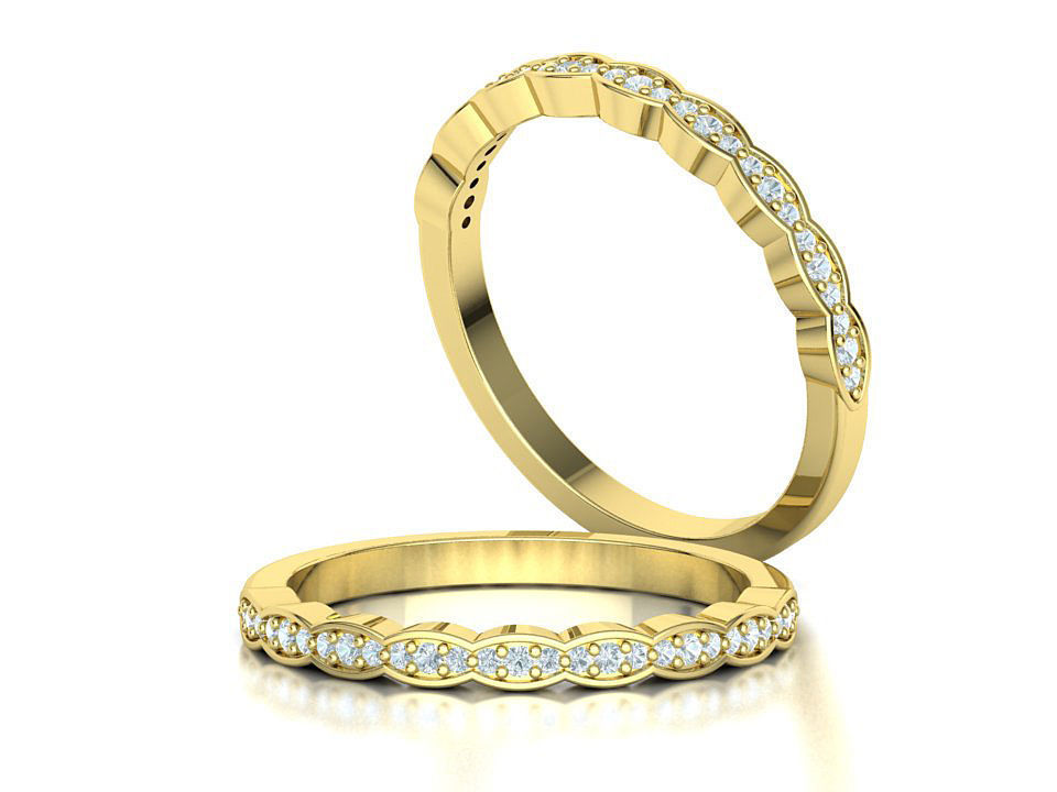 Vintage Wedding Band Eternity Diamond Ring 3dmodel 3D print model_2