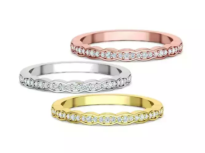 Vintage Wedding Band Eternity Diamond Ring 3dmodel 3D print model