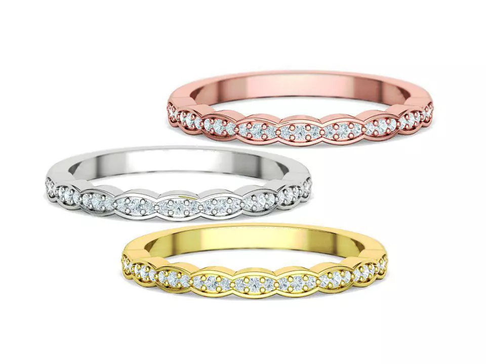 Vintage Wedding Band Eternity Diamond Ring 3dmodel 3D print model_0