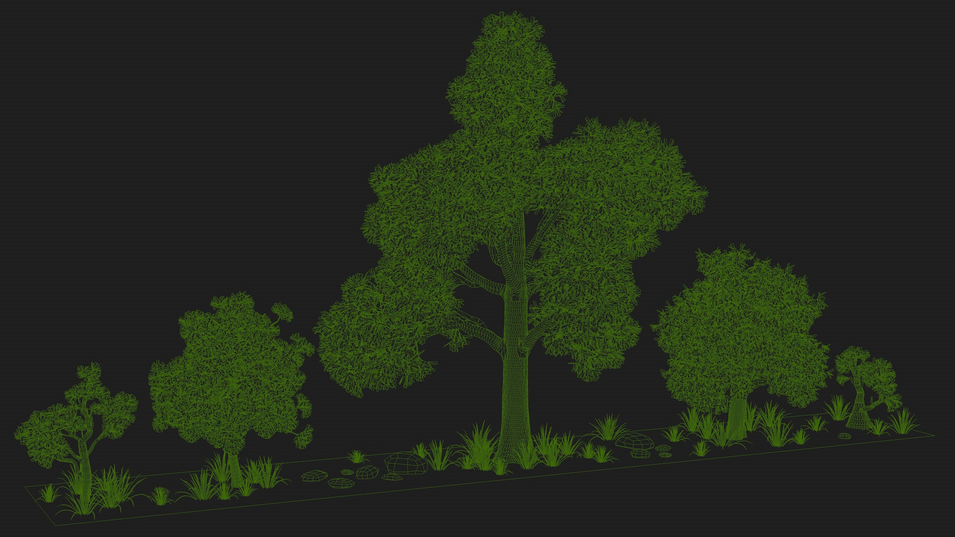 Five trees set R4 3D model_7