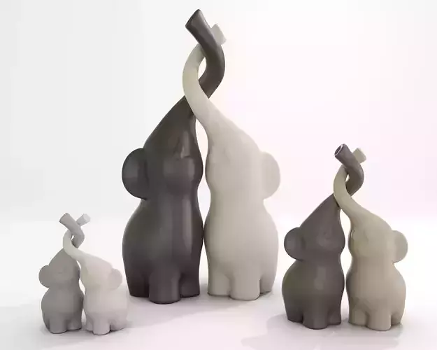 Pareja Elefantes elephants - impresion 3D