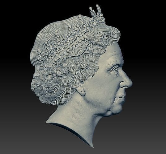 Queen Elizabeth - portrait - relief - 2019 3D print model