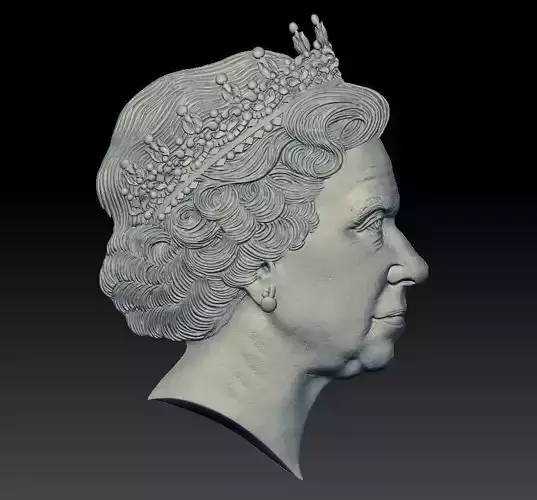 Queen Elizabeth - portrait - relief - 2019 3D print model