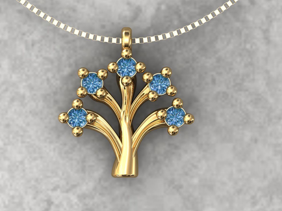 Pendant Tree With Diamonds 3D print model_3