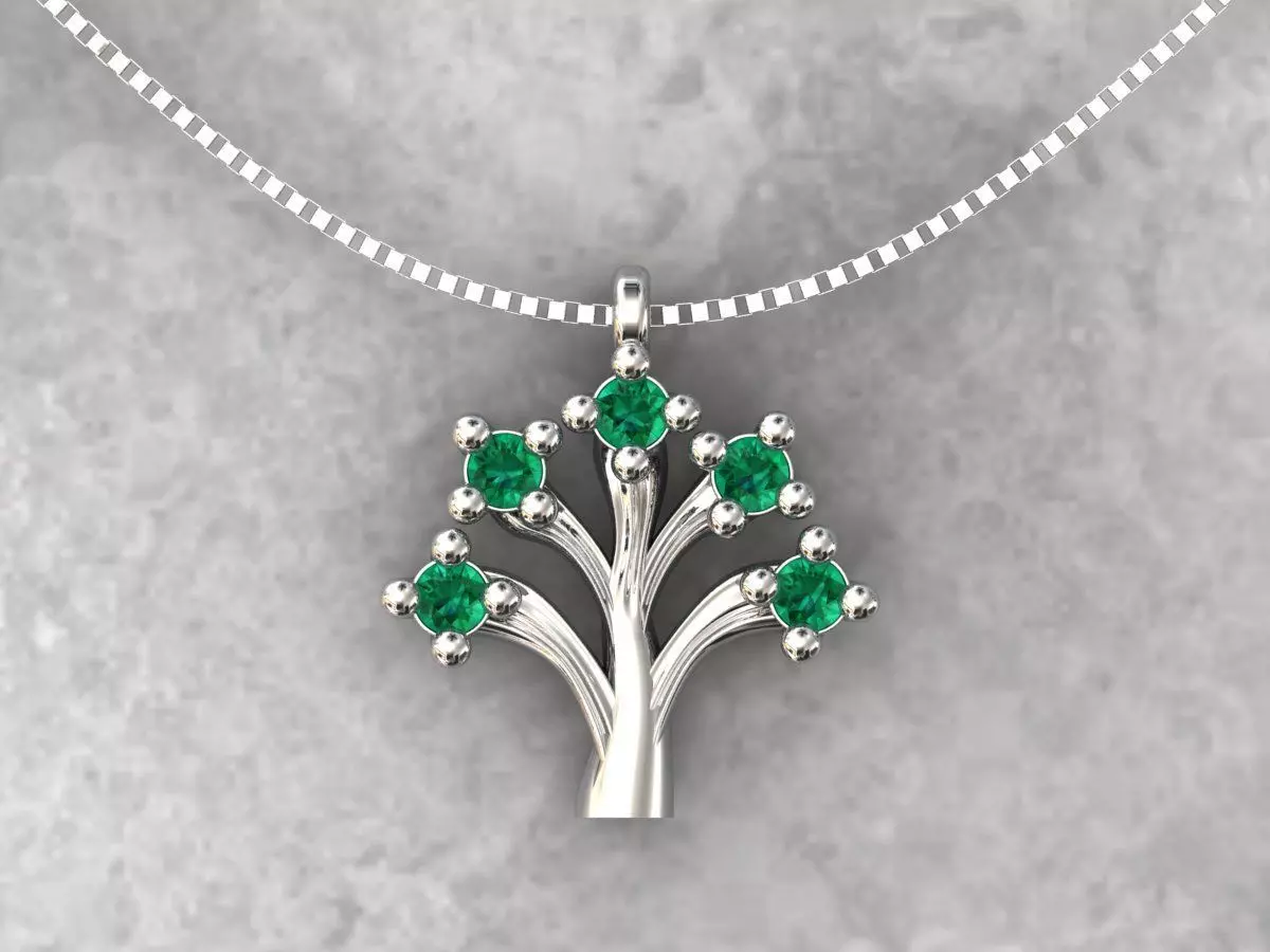 Pendant Tree With Diamonds 3D print model_0