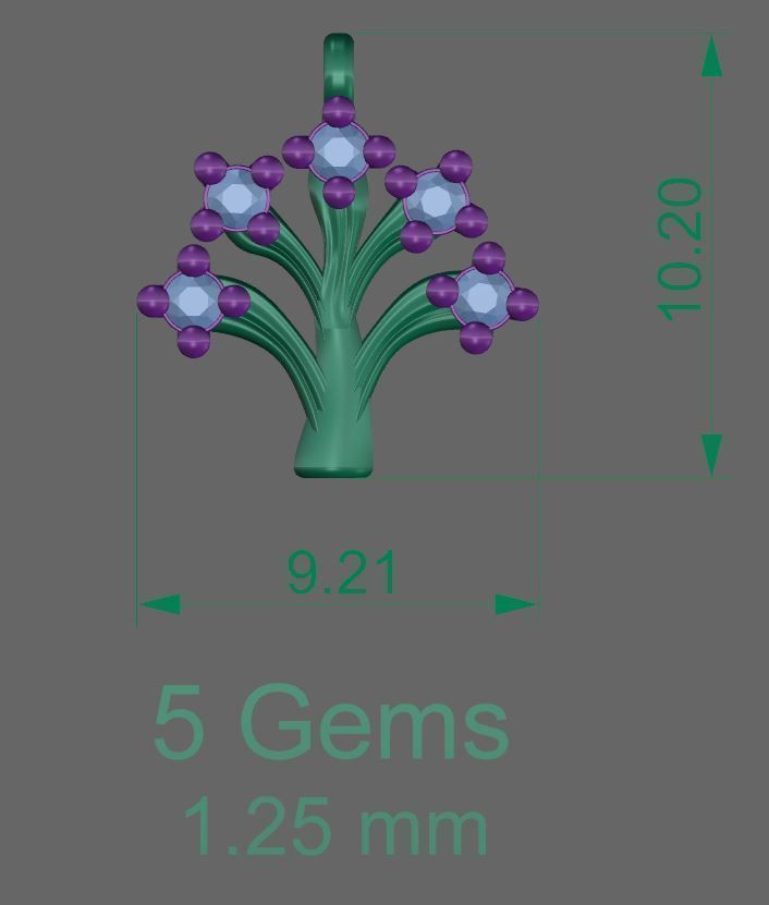 Pendant Tree With Diamonds 3D print model_5