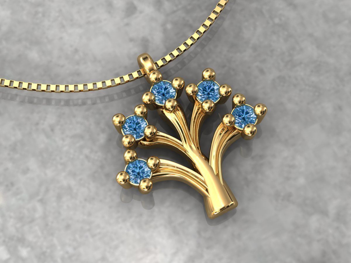 Pendant Tree With Diamonds 3D print model_4