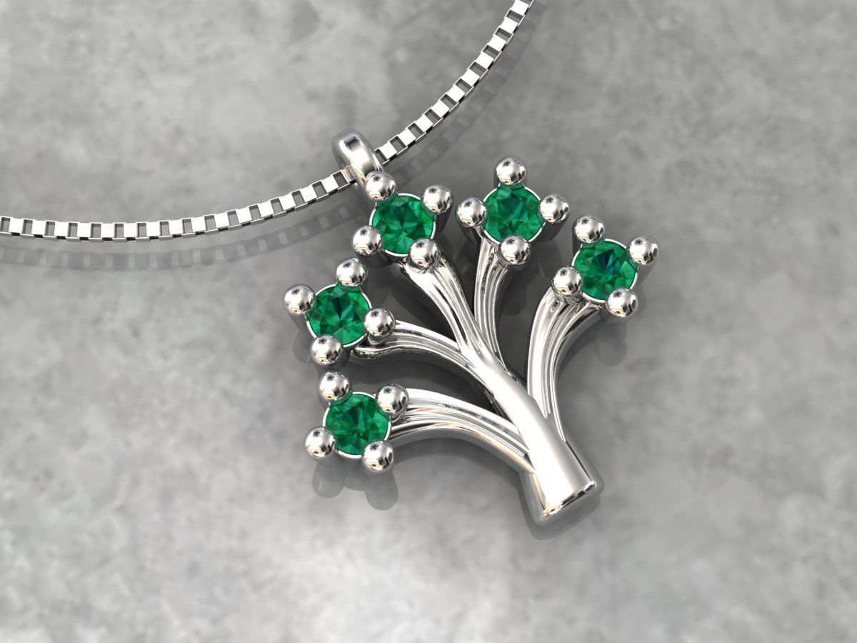 Pendant Tree With Diamonds 3D print model_1