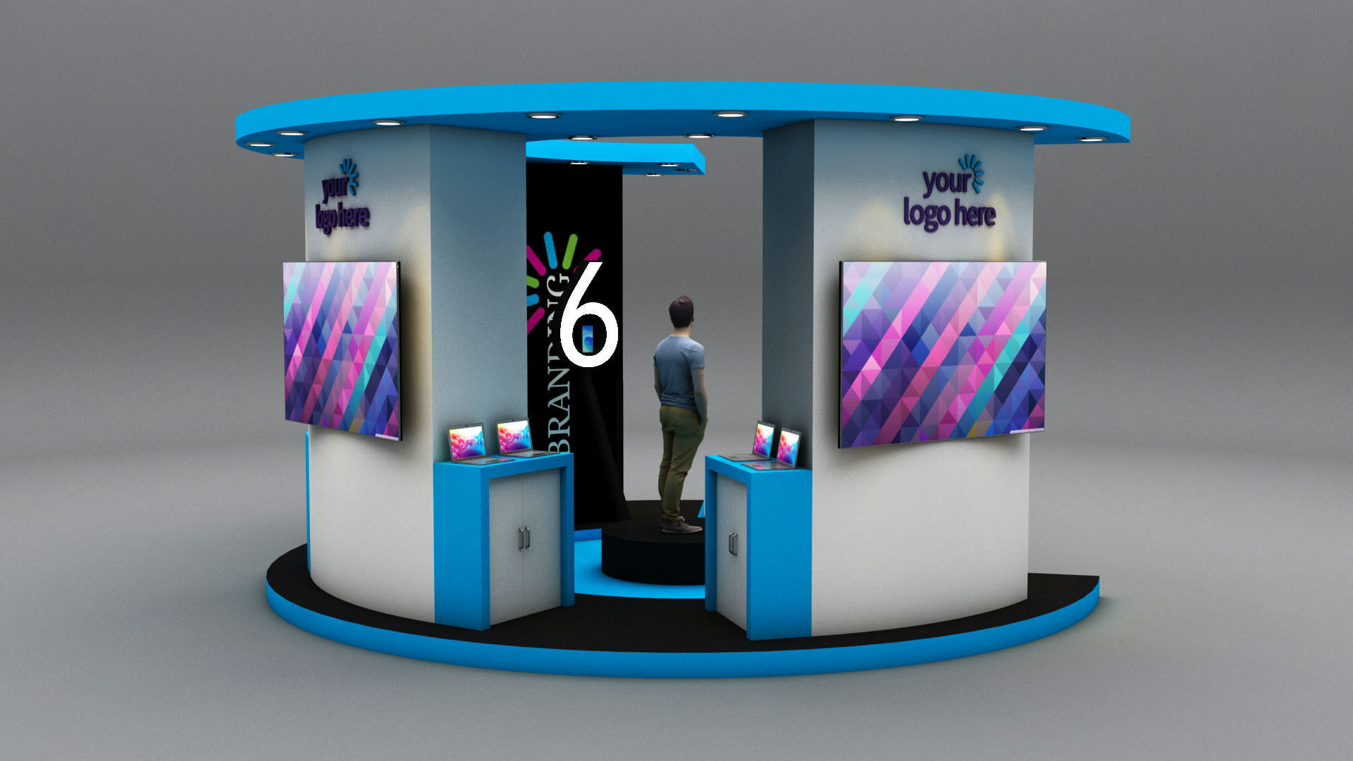 Semi circle stall  3D model_3