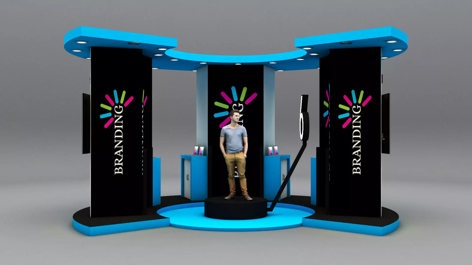 Semi circle stall  3D model_0