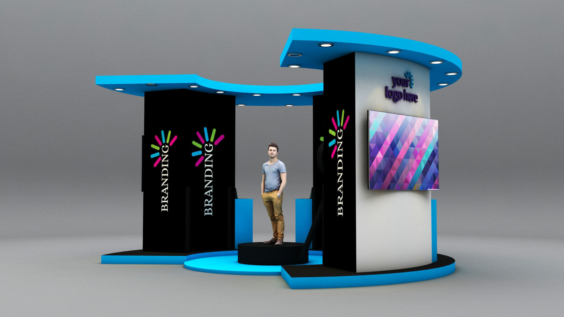 Semi circle stall  3D model_1