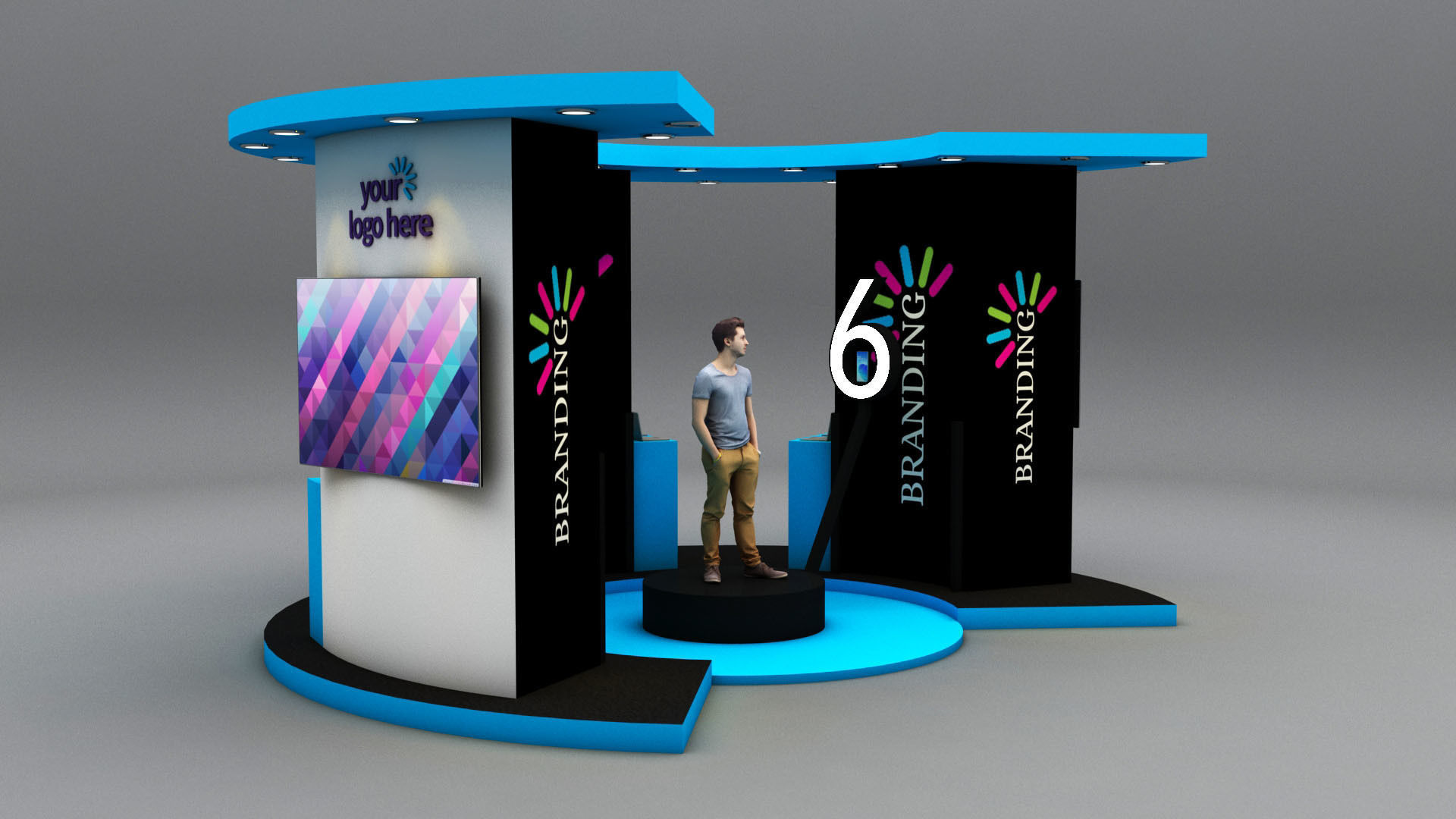 Semi circle stall  3D model_2