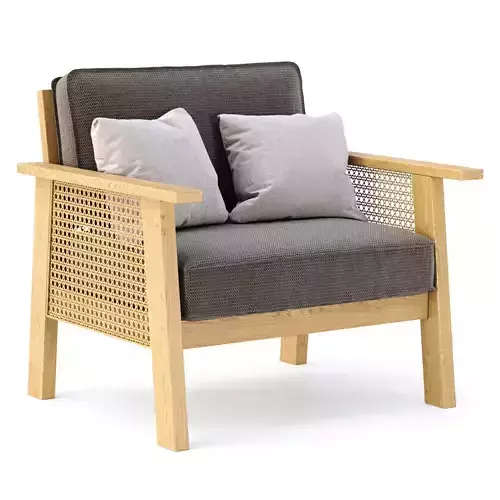 Jack wooden rattan loveseat 