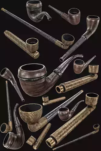 Smoking Pipe Packs Low-poly 3D model
