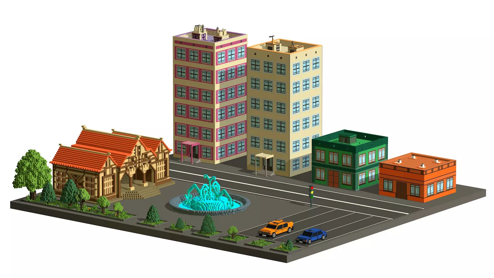 Voxel street Assets Low-poly Low-poly 3D model_0