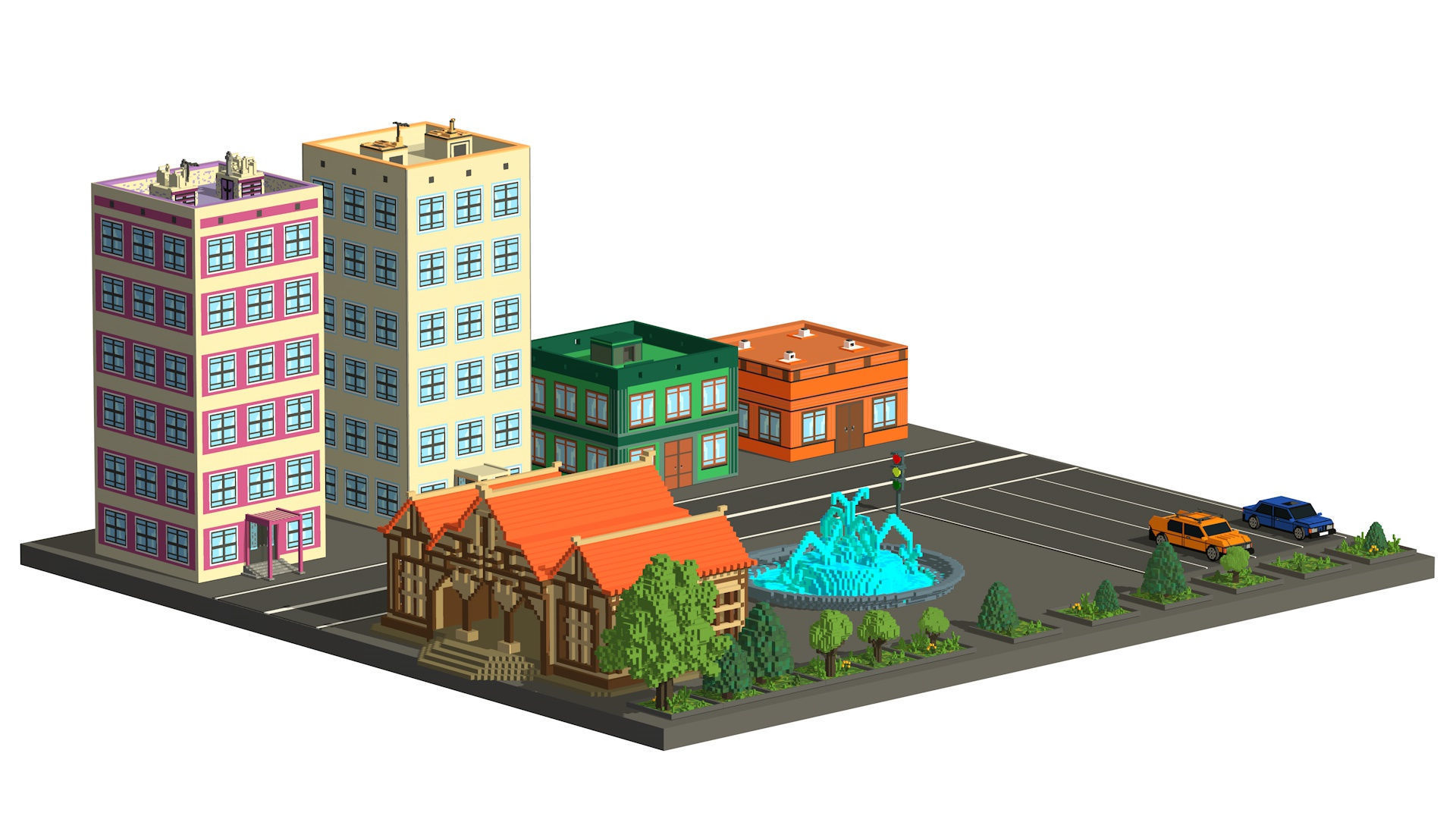 Voxel street Assets Low-poly Low-poly 3D model_1