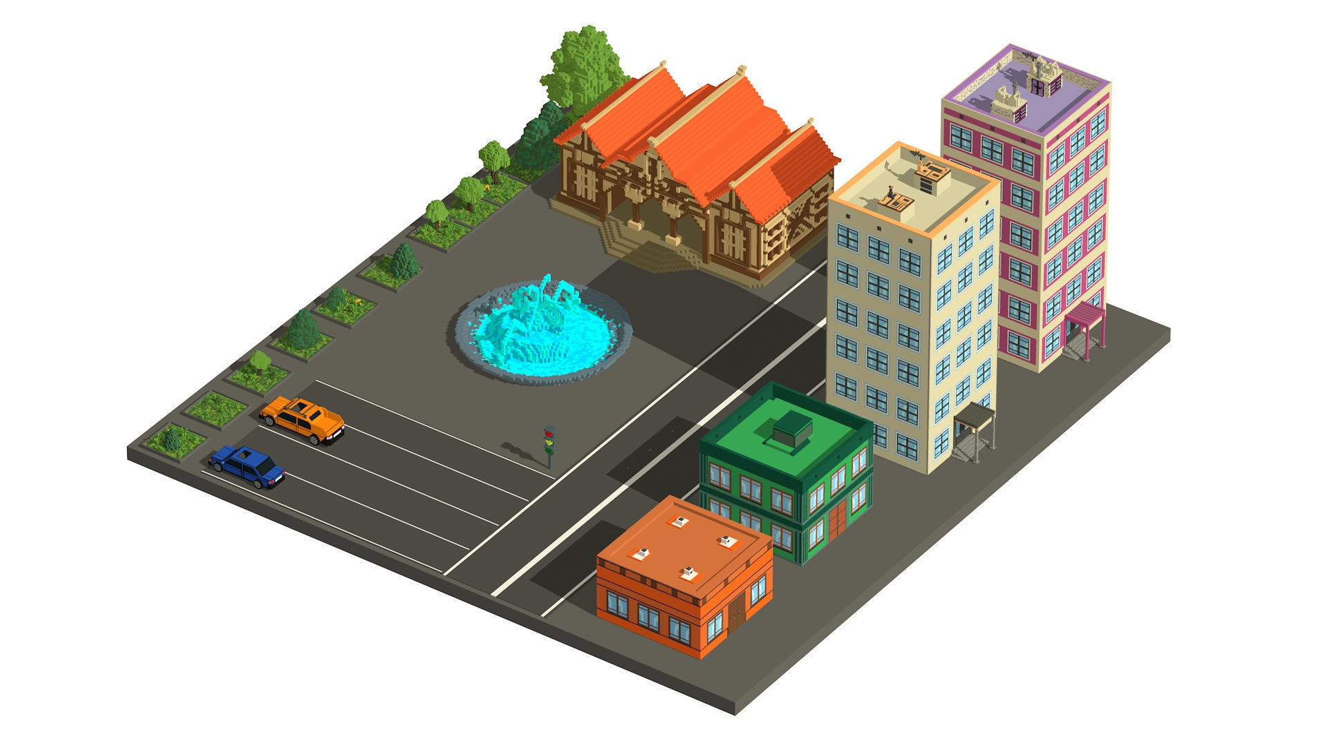 Voxel street Assets Low-poly Low-poly 3D model_3