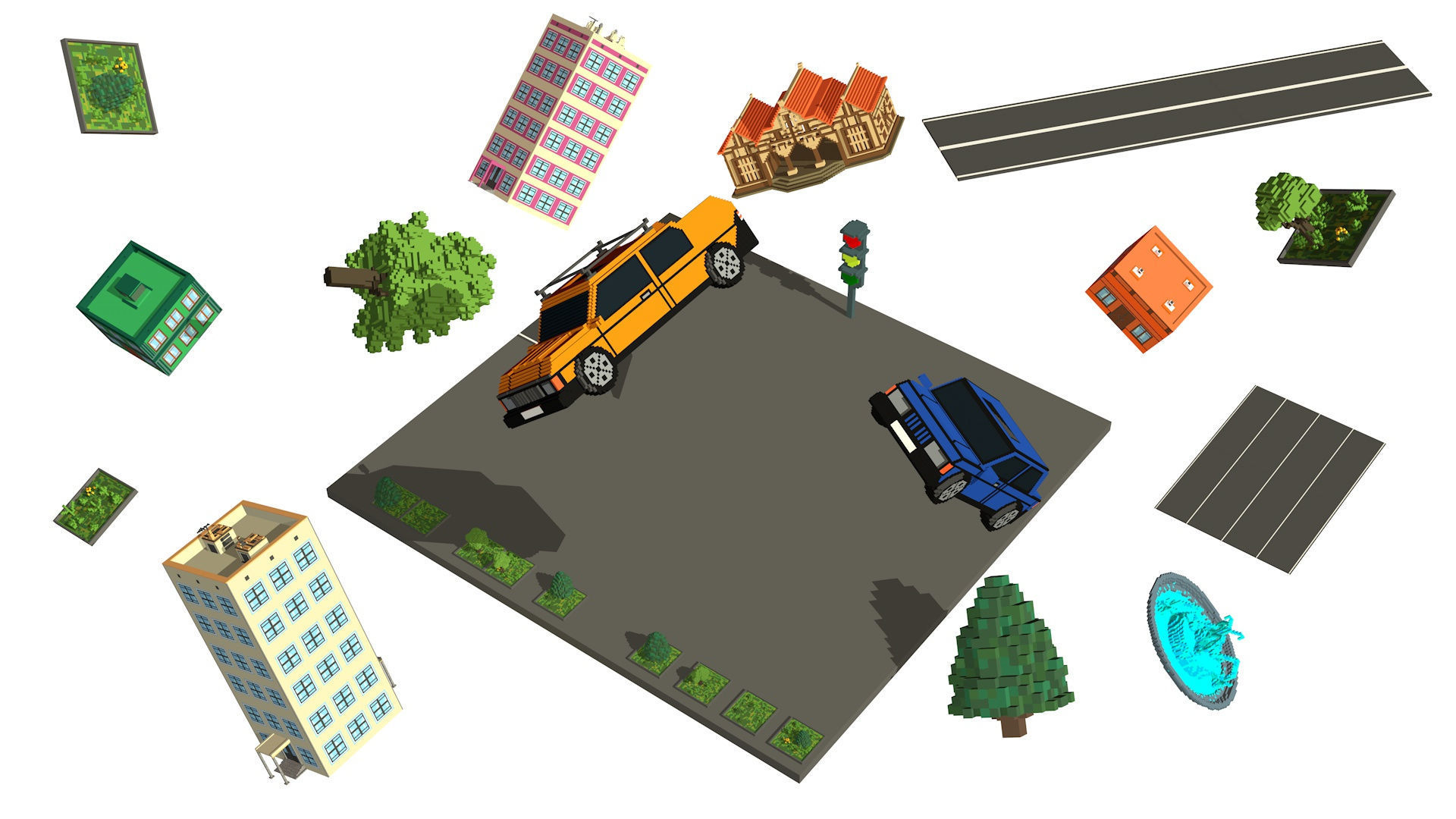 Voxel street Assets Low-poly Low-poly 3D model_8