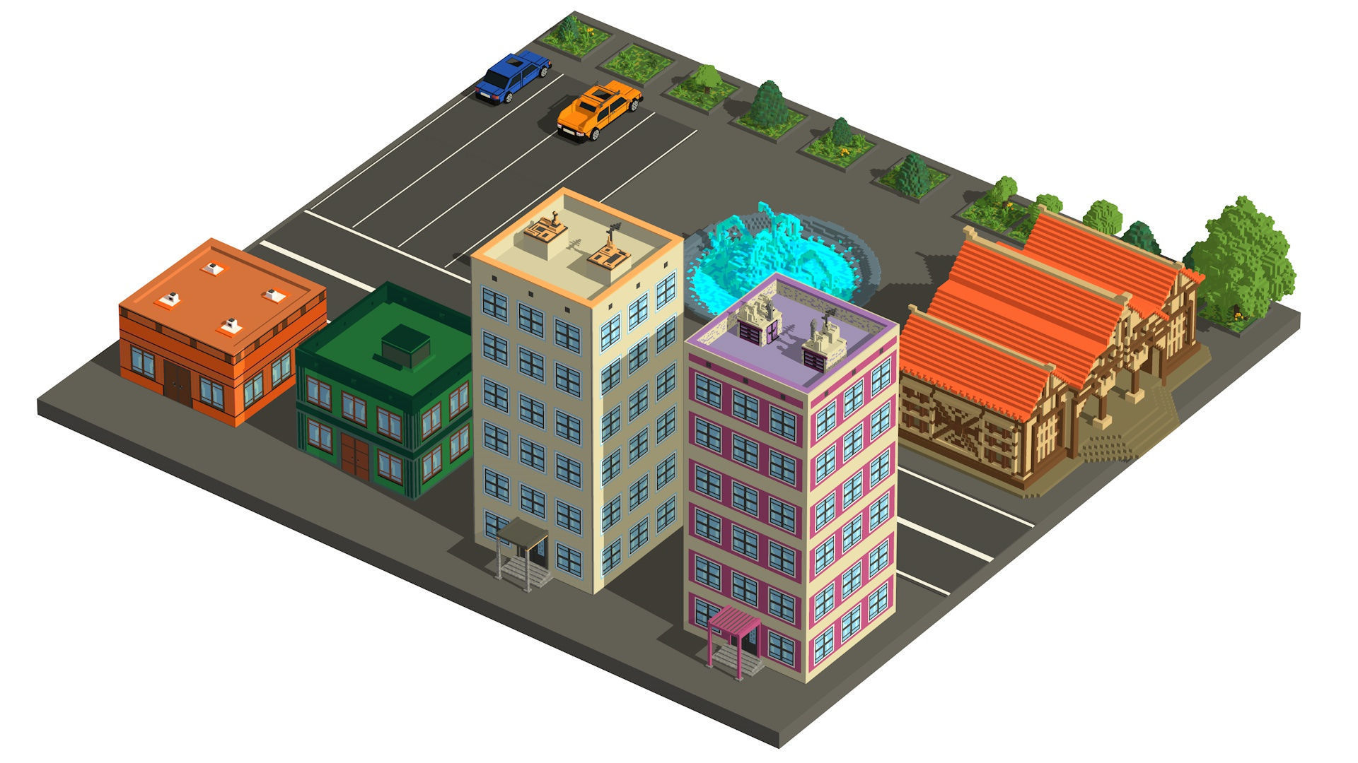 Voxel street Assets Low-poly Low-poly 3D model_2