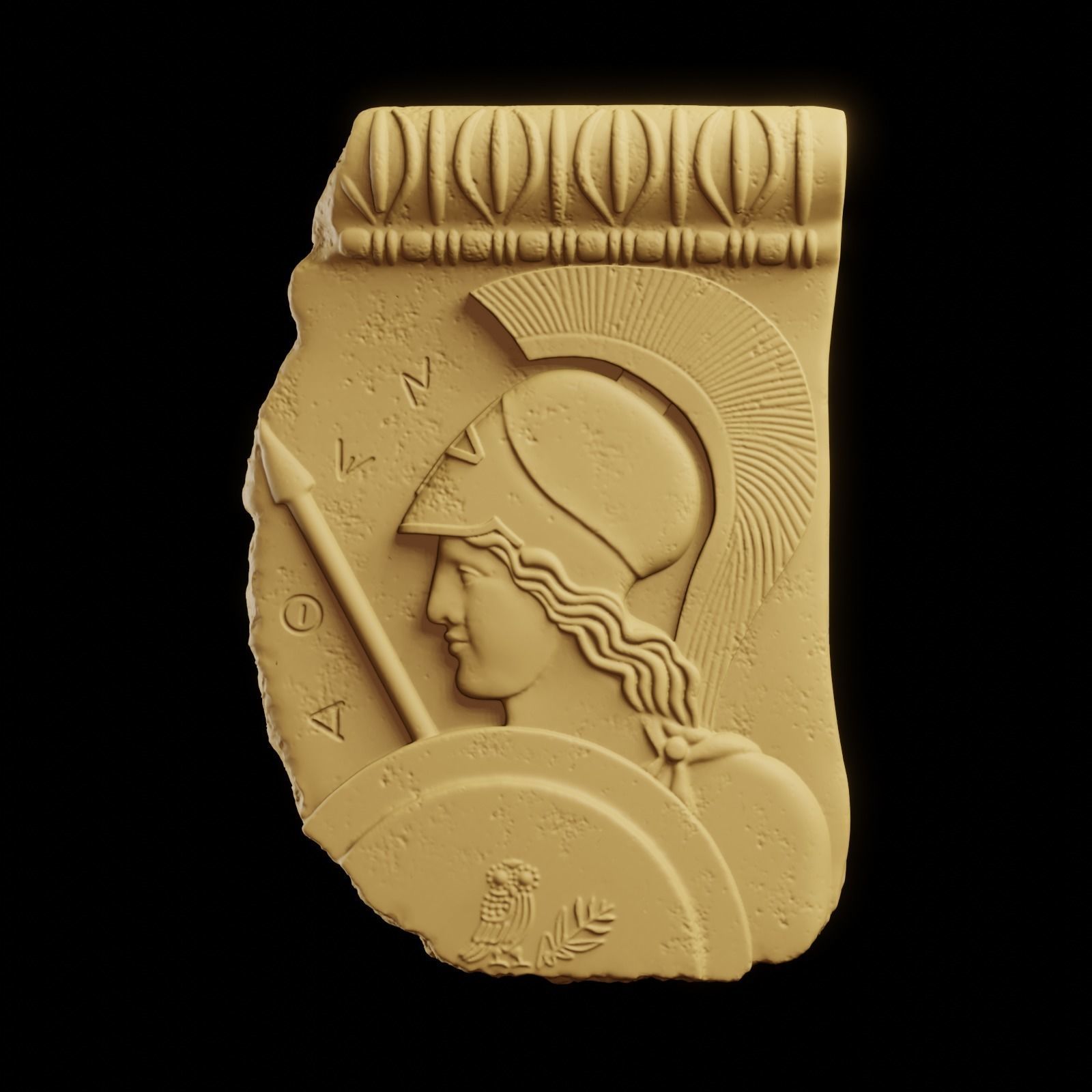 Athena Minerva Bas Relief 3D print model_1