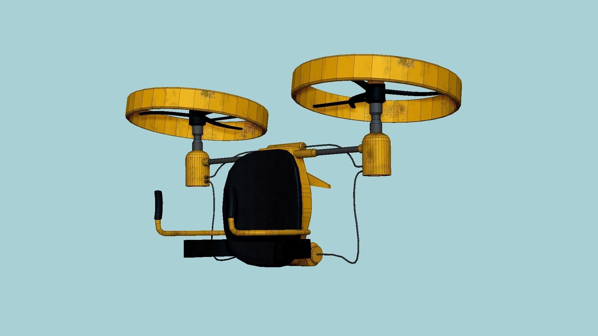 Jetpack Electric B04 Yellow - SciFi Character Design Low-poly 3D model_6