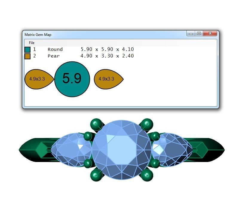 Ring015 gold engagement ring with three stones 3D print model_6