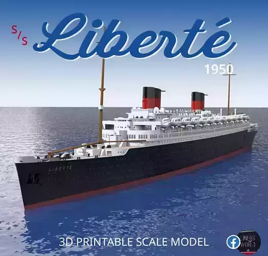 SS LIBERTE ocean liner 1950 - full and waterline printable model 3D print model
