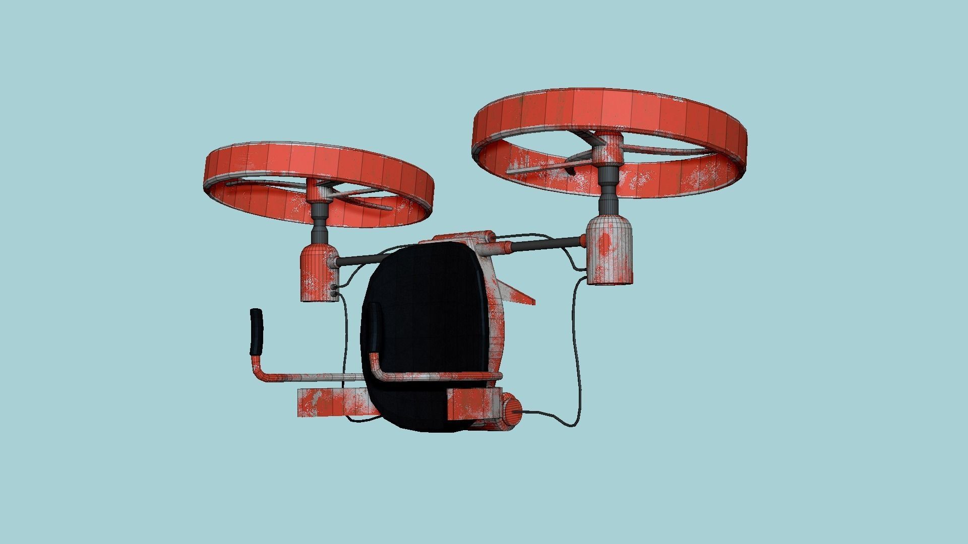 Jetpack Electric B08 Red Paint - SciFi Character Design Low-poly 3D model_6