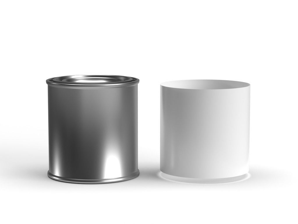 Half pint paint can with lid  3D model_1