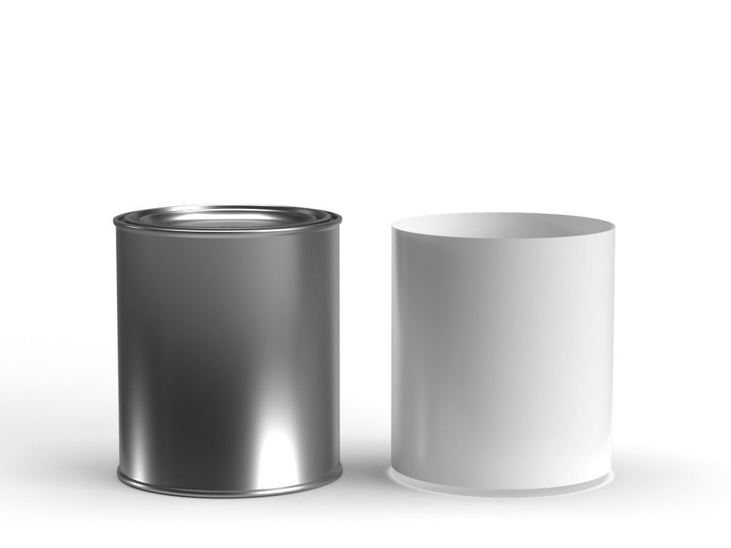 Quart paint can with lid  3D model_1