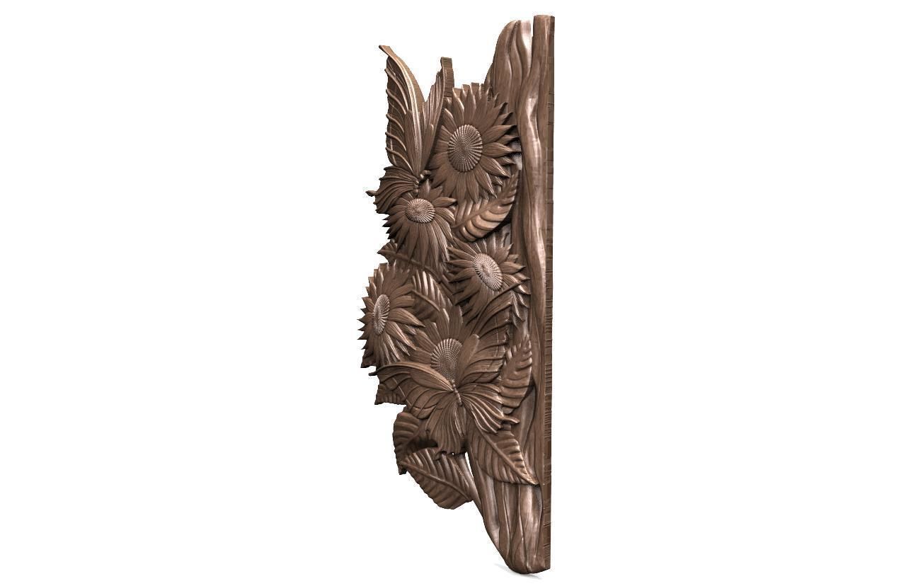 sunflowers and butterflies CNC 3D print model_5
